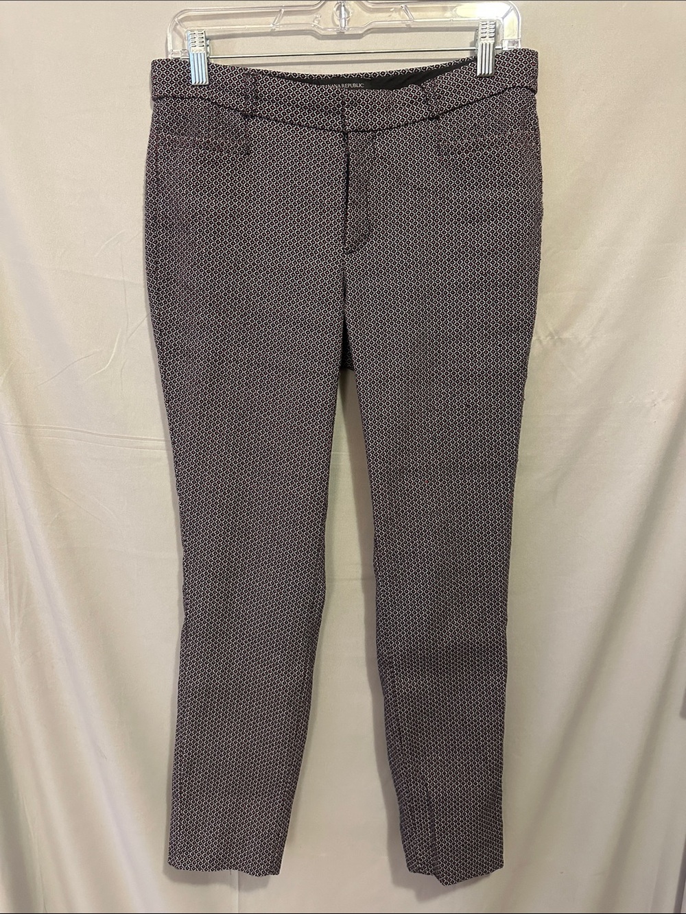 Banana Republic Micro-Pattern Slim Ankle Pants — Black and Pink